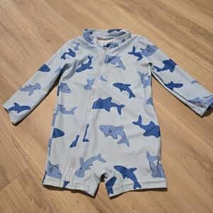 Carter's Blue Shark Print Kids Swim One Piece